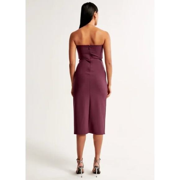 Abercrombie & Fitch plum strapless midi dress TALL - Picture 2 of 5